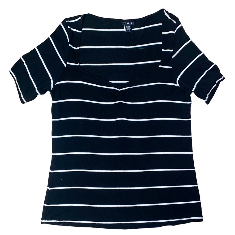 torrid Black & White Striped Square Neck Top